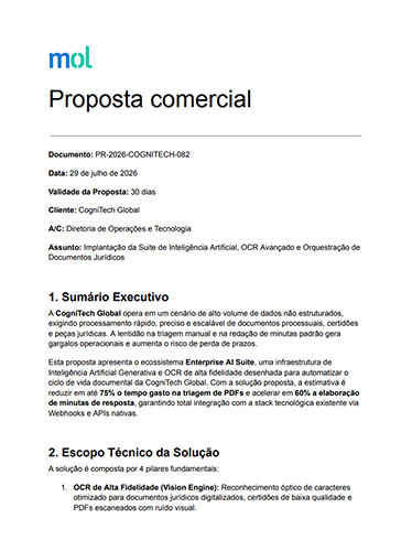 Exemplo de proposta comercial feita com Google Docs