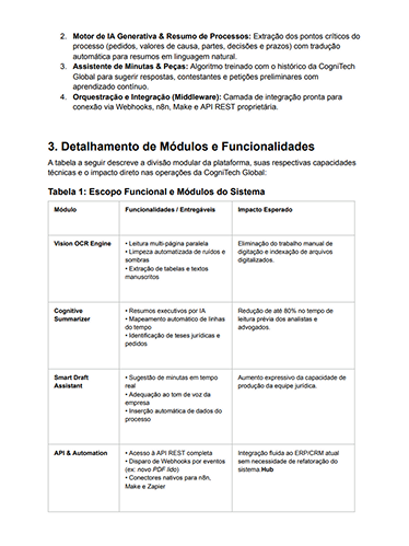 Exemplo de proposta comercial feita com Google Docs