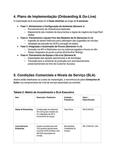 Exemplo de proposta comercial feita com Google Docs