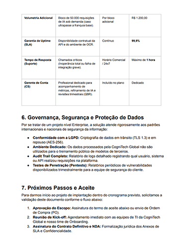 Exemplo de proposta comercial feita com Google Docs